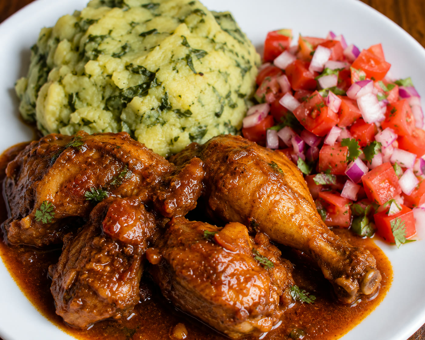 Kerio's Signature Chicken, Mukimo & Kachumbari